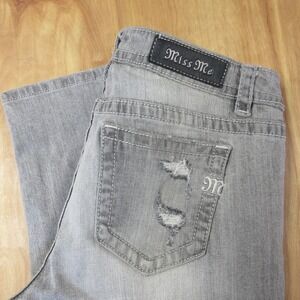MISS ME Boyfriend Ankle Distressed Lite Gray Jeans Sz 29 Stretch Denim JB5151A96